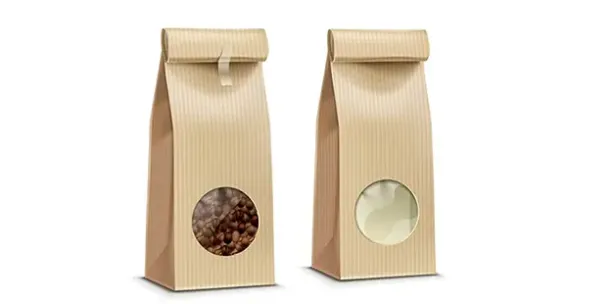 Laserskärning av siktfönster i upprättstående påsar. 